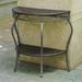 TJUNBOLIFE Half All Weather Outdoor Resin Patio Console Table in Chocolate