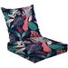 2-Piece Deep Seating Cushion Set Painted tropical exotic leaves abstract colors cartoon style Seamless Outdoor Chair Solid Rectangle Patio Cushion Set