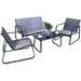 4-Piece Outdoor Patio Set - Ideal for Front Porch Balcony and Backyard - Includes Loveseat Two Single Chairs and Patio Conversation Set (Navy Blue)