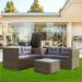4-Piece Patio Sectional Furniture Set - Wicker Rattan Outdoor Sofa with Storage Box