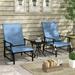 Patio Chairs Set of 2 2 Rocking Chairs and Tempered Glass Table with Steel Frame Textilene Garden Chairs Bistro Set of 2 3 Pieces Patio Conversation Furniture Set for Garden Deck Balcony Blue