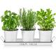 DAYYET Farmhouse Herb Garden EC36 Planter Indoor Window Planter Set with Tray White Windowsill Herb Planter Pots with Drainage for Outdoor or Indoor Planters Set of 3