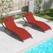 Gotland Patio Lounge Chair 3 Pieces Chaise Lounge Outdoor Folding leisure Lounge Chairs Including Table Rattan Patio Furniture Set Red