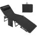 Devoko Foldable Lounge Chaise 12 inch High 5-Position Adjustable Patio Lounge Chair Beach Pool Chaise Black