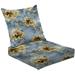 2-Piece Deep Seating Cushion Set Abstract seamless pattern blue marble texture marble wall flowers Outdoor Chair Solid Rectangle Patio Cushion Set