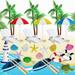 Burbell 24 Pieces Beach EC36 Cake Topper Accessories Set Garden Doll House Beach Style Ornament Garden Decoration Micro Landscape Ornaments for DIY Garden Dollhouse Plant Decor