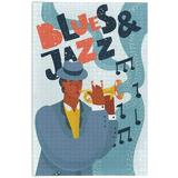 1000 Piece Jigsaw Puzzle for Adults Kids Blue Jazz Music Black Man Play Trumpet Puzzle Wooden Jigsaw Puzzle Family Game Intellective Toys Wall Art Work for Educational Gift Home Decor