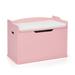 Kids Toy Wooden Flip-top Storage Box Chest Bench with Cushion Hinge-Pink