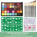 Carevas Paint Palette Party Festival Art Water Makeup 4 Stencil Stickers Watercolor Paint Palette Cosplay Costume Non Toxic Water Set 10 Brush 10 Brush 4 Non Toxic