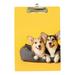 Hidove Acrylic Clipboard Cute Corgi Dogs with Pet Bed Standard A4 Letter Size Clipboards with Gold Low Profile Clip Art Decorative Clipboard 12 x 8 inches