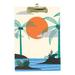 Hidove Acrylic Clipboard Summer Beach Plam Trees with Sunset Background Standard A4 Letter Size Clipboards with Gold Low Profile Clip Art Decorative Clipboard 12 x 8 inches