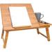 Bamboo Folding Desk For Bed (Natural) By | Lap Desks For Adults | Foldable Table For Laptop Reading Eating And More | Minimalist Bed Desk With Drawer And Tilted Tray