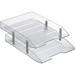 Collapsible Articulated Letter Tray 2 Tier Plastic Desktop File Organizer (Clear Crystal Color)