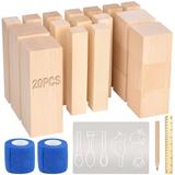 Olerqzer 25 pcs Whittling EC36 Wood Blocks Wood Carving Kit with 3 Different Sizes Balsa Wood Carving Basswood for Wood Carving Set Wood Carving Wood (6 inch)