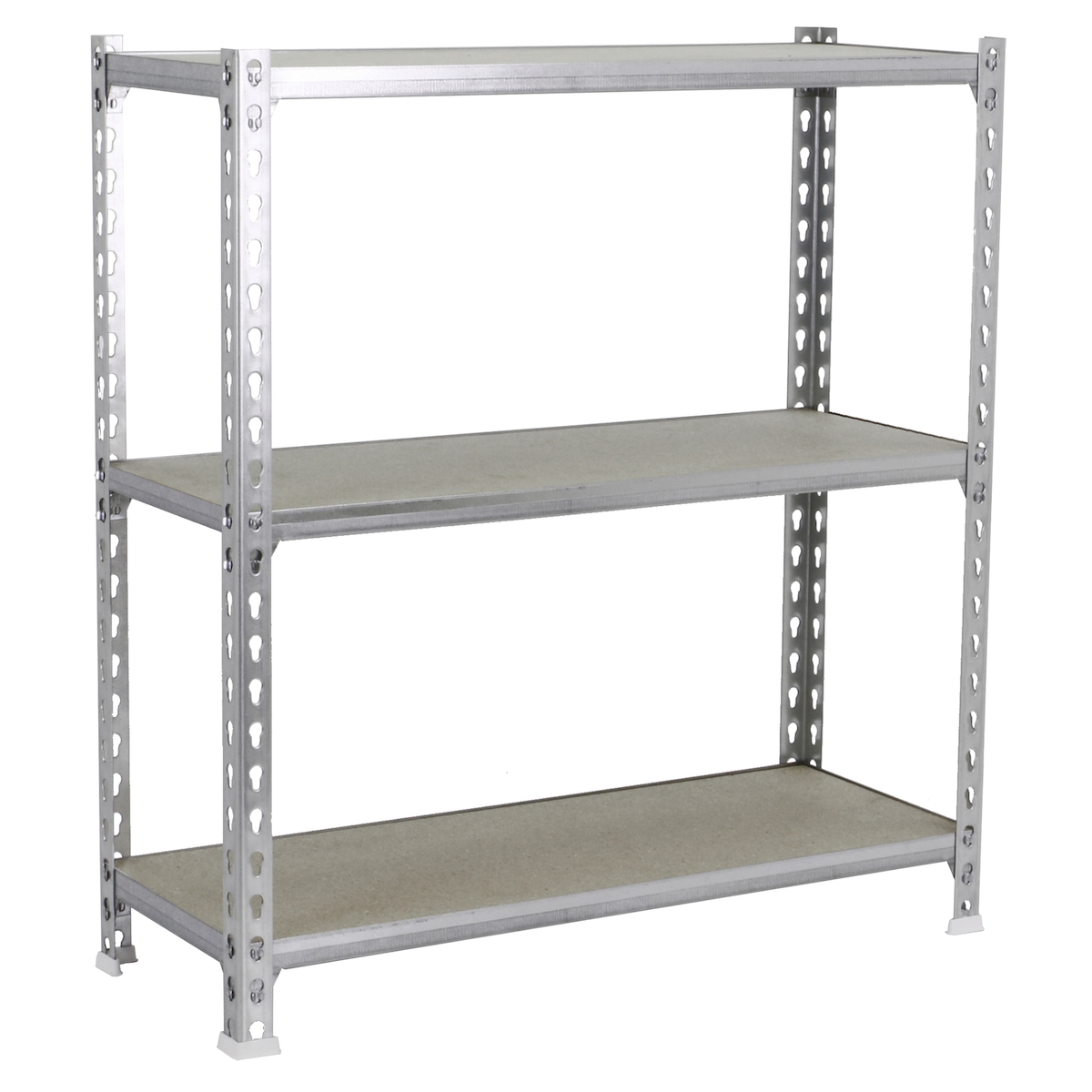 SimonRack Maderclick schraubenloses Metallregal 3 Böden. Farbe WEISS/HOLZ 900x1100x500 mm Image