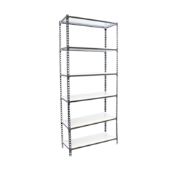 SimonRack Simonclick schraubenloses Metallregal 6 Böden. Farbe ANTHRAZIT/WEISS 2500x1100x400 mm Image