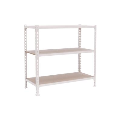 SimonRack Maderclick schraubenloses Metallregal 3 Böden. Farbe WEISS/HOLZ 1000x800x300 mm Image