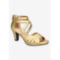 Extra Wide Width Women's Crissa Casual Sandal by Easy Street in Gold Satin (Size 11 WW)