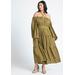 Plus Size Women's Tiered Ruffle Maxi Dress by ELOQUII in Olive Branch (Size 14)