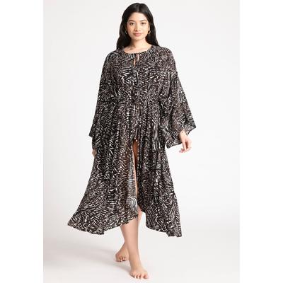 Plus Size Women's Selfbelt Front Cover Up Kaftan by ELOQUII in In The Jungle (Size 26/28)