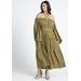 Plus Size Women's Tiered Ruffle Maxi Dress by ELOQUII in Olive Branch (Size 16)