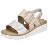 Sandale RIEKER, Damen, Gr. 41, beige (hellbeige), Lederimitat, sportlich, Schuhe, Sommerschuh, Sandalette, Keilabsatz, mit zwei Klettverschlüssen