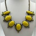 J. Crew Jewelry | J. Crew Bright Sun Yellow Cabochon Green Rhinestone Crystal Statement Necklace | Color: Gray/Yellow | Size: Os
