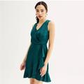 Nine West Dresses | 9 West Sleeveless Faux Wrap Mini Dress, Size M, Color Emerald Green | Color: Green | Size: M