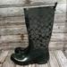 Coach Shoes | Coach Pearl Rain Boots Womens 6b 6 Black Signature Logo Monogram Rubber Boots | Color: Black | Size: 6