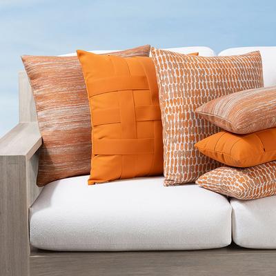 Mandarin Orange Indoor/Outdoor Pillow Collection by Elaine Smith - Thumbprint, 20" x 20" Square Thumbprint - Frontgate