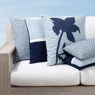 Blue Botanic Indoor/Outdoor Pillow Collection by Elaine Smith - Chenille Cub, 12" x 20" Lumbar Chenille Cub - Frontgate