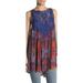 Free People Tops | Free People Count Me In Trapeze Boho Mini Dress Tunic Top Womens S Small New Nwt | Color: Blue/Red | Size: S