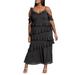 Plus Size Women's Asym Ruffle Maxi Dress by ELOQUII in Black Onyx (Size 14)