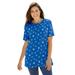 Plus Size Women's Perfect Printed Short-Sleeve Crewneck Tee by Woman Within in Bright Cobalt Nautical (Size 6X) Shirt