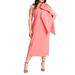 Plus Size Women's One Shoulder Bow Column Dress by ELOQUII in Bright Pink (Size 14)