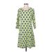 Anthony's Resort Wear Casual Dress - A-Line Scoop Neck 3/4 sleeves: Green Dresses - Women's Size Small