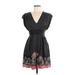 Ted Baker London Casual Dress - A-Line V Neck Short sleeves: Black Dresses - Women's Size 6