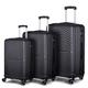 3-Piece Set Luggage, Hard Sided Luggage With Spinner Wheels Suitcase Set With With Lock 20in/24in/28in Luggage Sets for Travel, Black, Travel