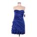 Calvin Klein Cocktail Dress - Wrap Strapless Sleeveless: Blue Print Dresses - Women's Size 8