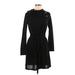 Reborn J Casual Dress - A-Line Mock Long sleeves: Black Print Dresses - Women's Size Medium