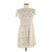 Ya Los Angeles Casual Dress - A-Line Crew Neck Short sleeves: Ivory Dresses - Women's Size Medium