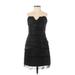 BCBGeneration Cocktail Dress - Sheath Strapless Sleeveless: Black Print Dresses - Women's Size 6