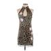 ASOS Casual Dress - Mini Halter Sleeveless: Brown Leopard Print Dresses - Women's Size 4