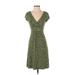 Boden Casual Dress - A-Line Plunge Short sleeves: Green Dresses - Women's Size 2