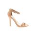 Lulus Heels: Strappy Stilleto Cocktail Party Tan Print Shoes - Women's Size 8 - Open Toe