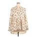 Shein Cocktail Dress - A-Line V Neck Long sleeves: Ivory Floral Dresses - Women's Size 2X