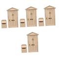 Vaguelly 8 Pcs Blank Mailbox Miniature Scene Hippo Hat Mini Mailbox Model Children’s Toys Kids Mailbox Staircase Miniature Wood Mailbox Door Creative Micro Scene Furniture Wooden Small Gate