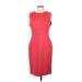 Calvin Klein Casual Dress - Sheath: Red Solid Dresses - Women's Size 12