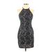 As U Wish Casual Dress - Bodycon: Black Brocade Dresses - Women's Size Small