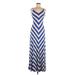 Matty M Casual Dress - Maxi: Blue Chevron Dresses - Women's Size Small
